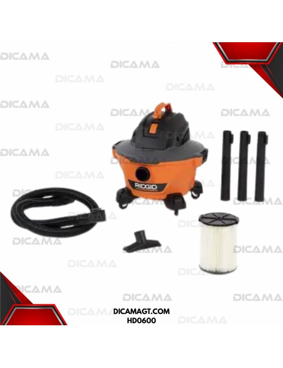 ASPIRADORA 6 GALONES SECO/MOJADO RIDGID HD0600