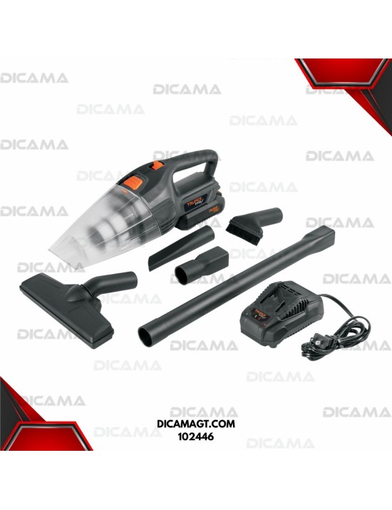 ASPIRADORA INALAMBRICA PARA AUTO 20V 1 BATERÍA 2AH, MAX TRUPER 102446