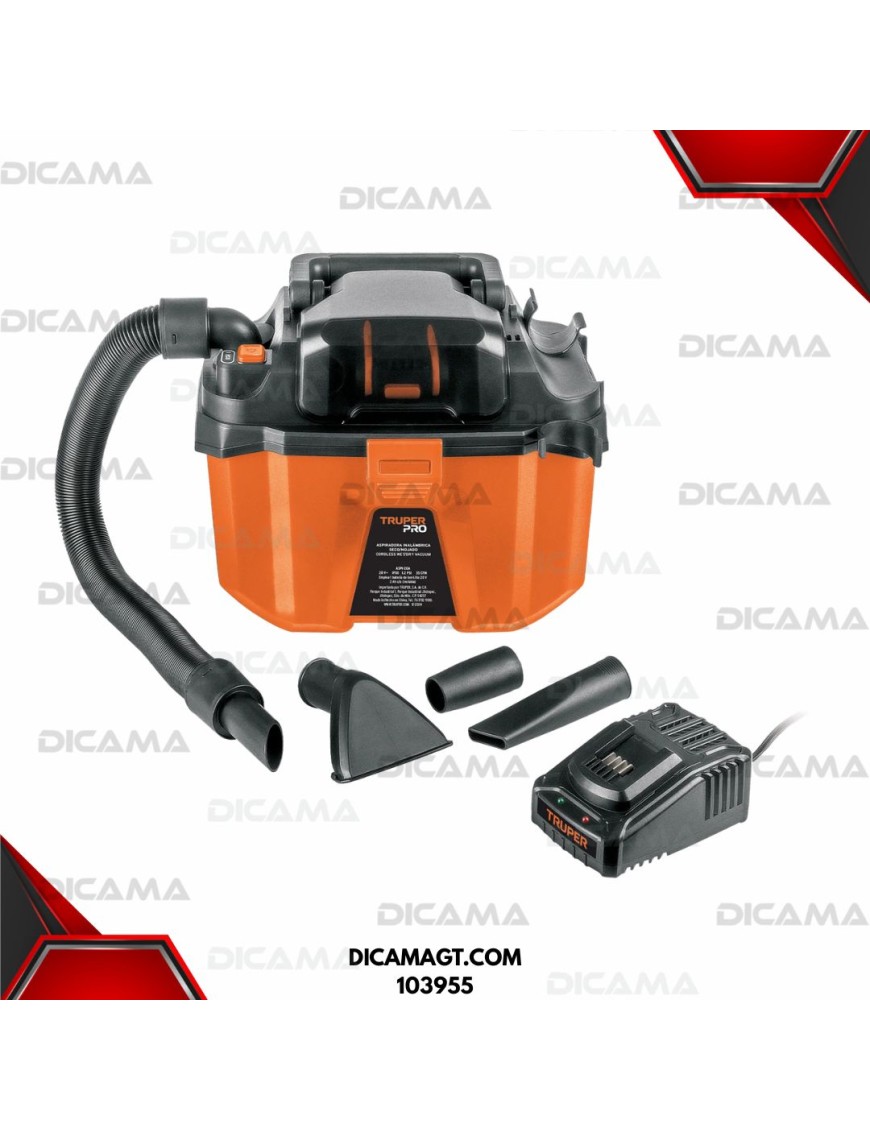 ASPIRADORA 2 GALONES INALAMBRICA 20 V 1 BATERIAS 2 AMPERIOS TRUPER 103955