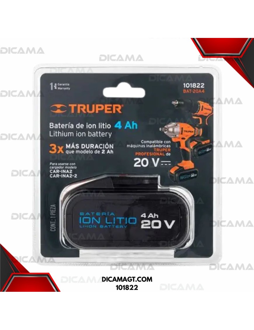 BATERIA ION LITIO 20V 4AH TRUPER 101822