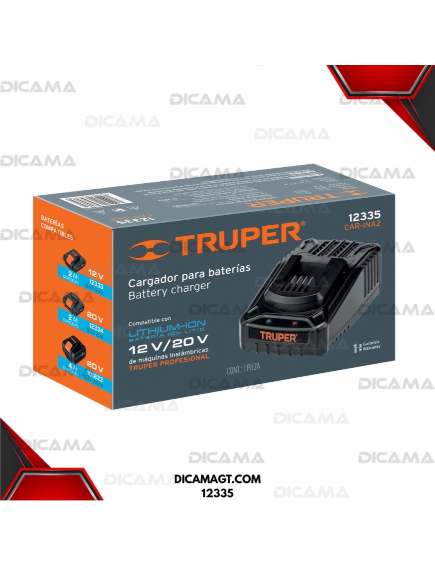 CARGADOR BATERIAS DE ION LITIO DE 12 A 18 V TRUPER 12335