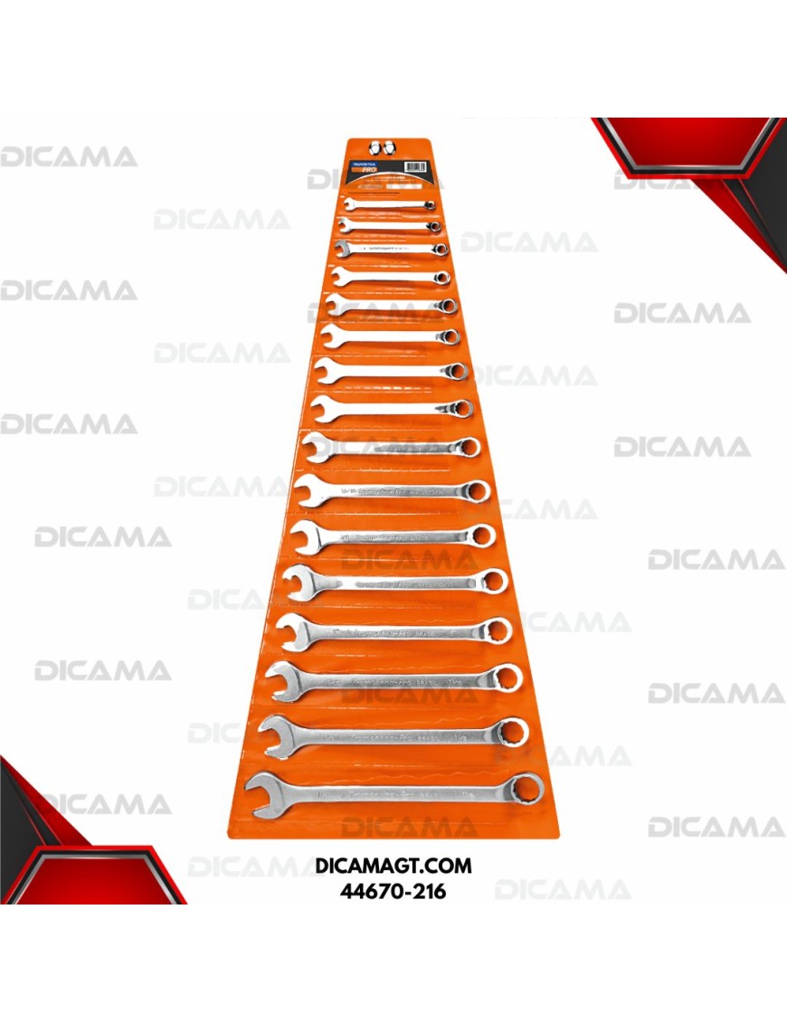 LLAVES JUEGO 16 PZAS COLA/CORONA 1/4A 1.1/4 TRAMONTINA 44670-216