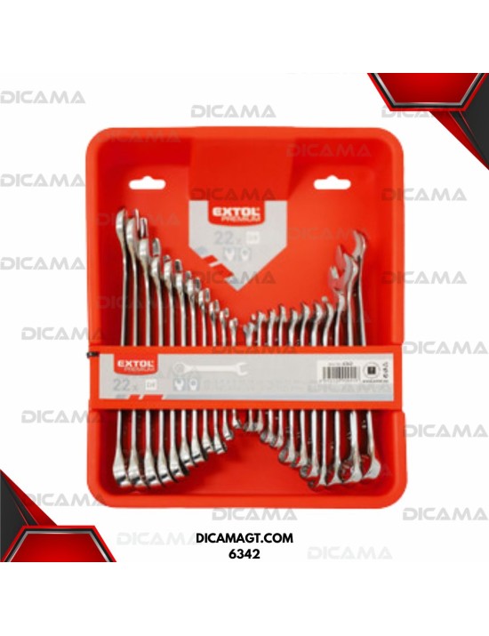 LLAVES JUEGO 22 PZAS MM/AM 6-19 1/4-7/8 EXTOL 6342