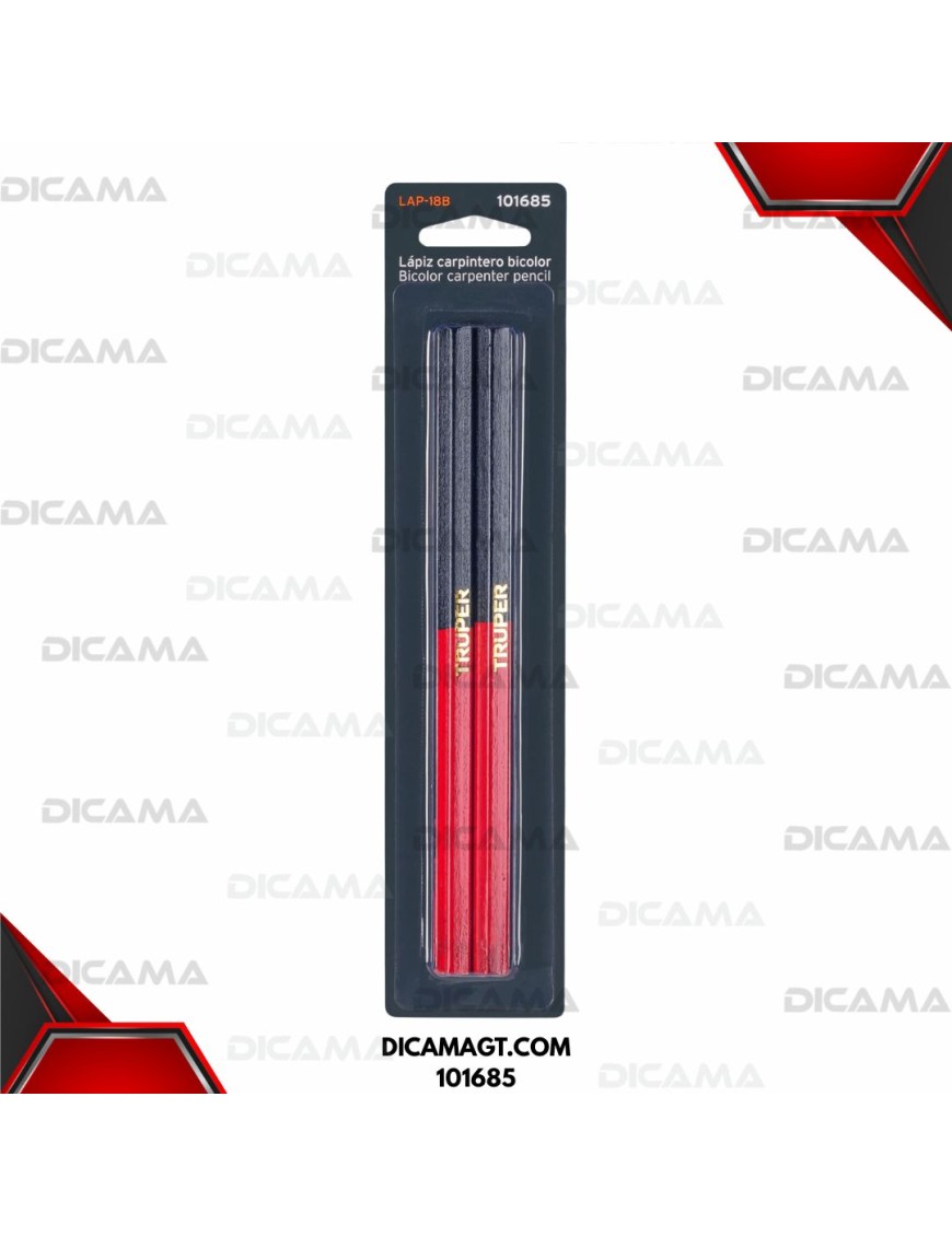 LAPICES PARA CARPINTERO 2 PZAS 18 CM BICOLOR GRUESOS TRUPER 101685