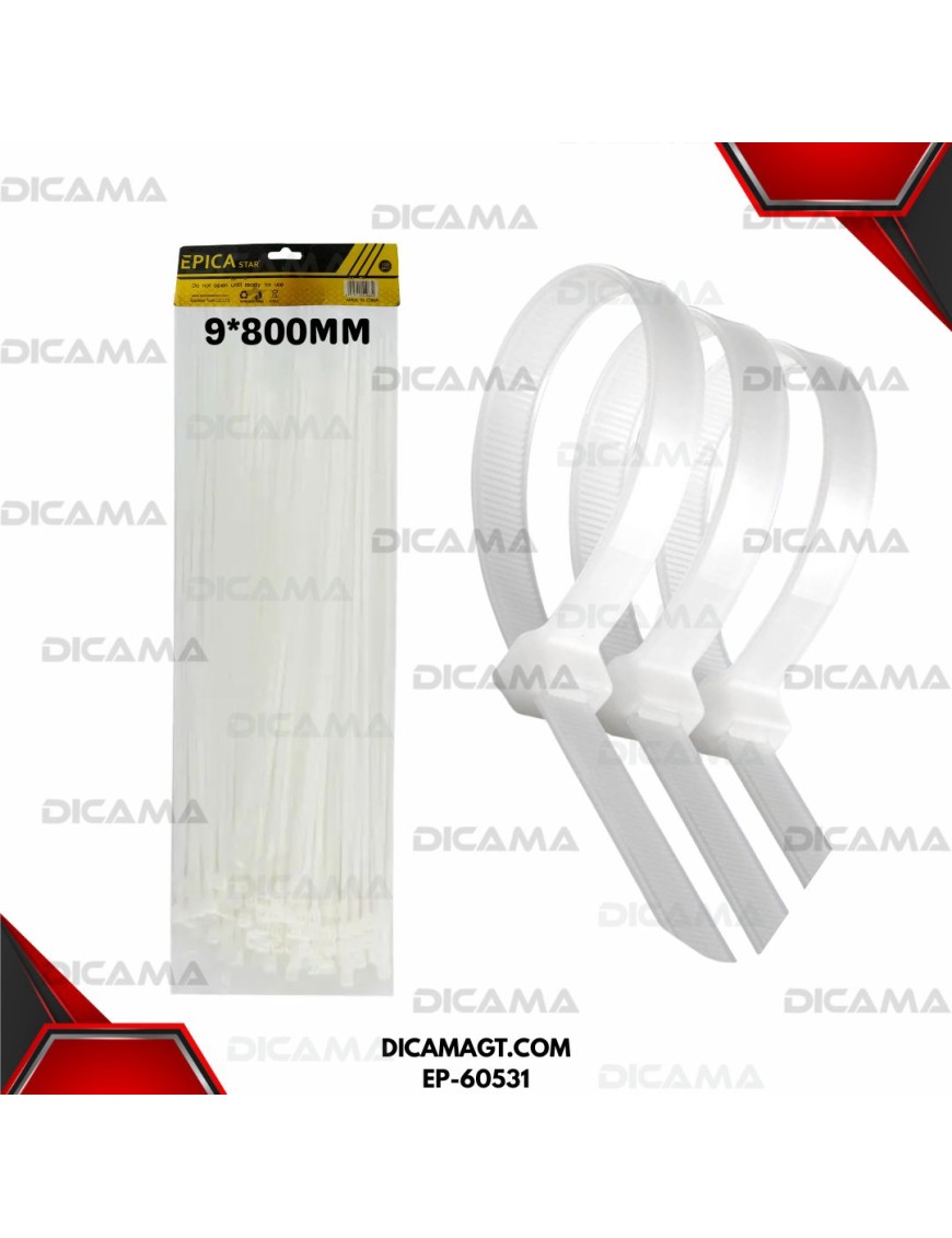 CINCHO PLASTICO BLANCO  9*800MM (100PCS) EPICA STAR EP-60531