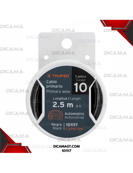 CABLE P/AUDIO/LUCES NEGRO10 CALIBRE 2.44 MTS TRUPER 101117