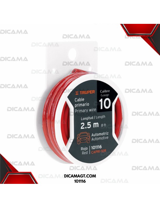CABLE P/AUDIO/LUCES ROJO 10 CALIBRE 2.44 MTS TRUPER 101116