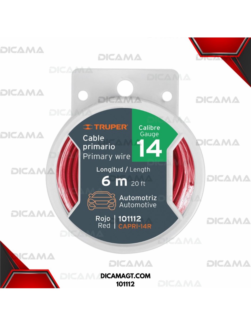 CABLE P/AUDIO/LUCES ROJO 14 CALIBRE 6.1 MTS TRUPER 101112