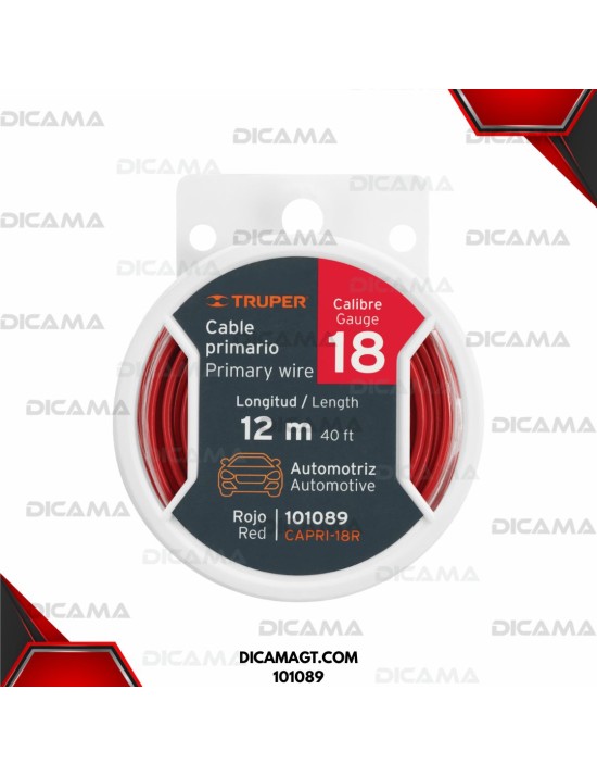 CABLE P/AUDIO/LUCES ROJO 18 CALIBRE 12.19MTS TRUPER 101089