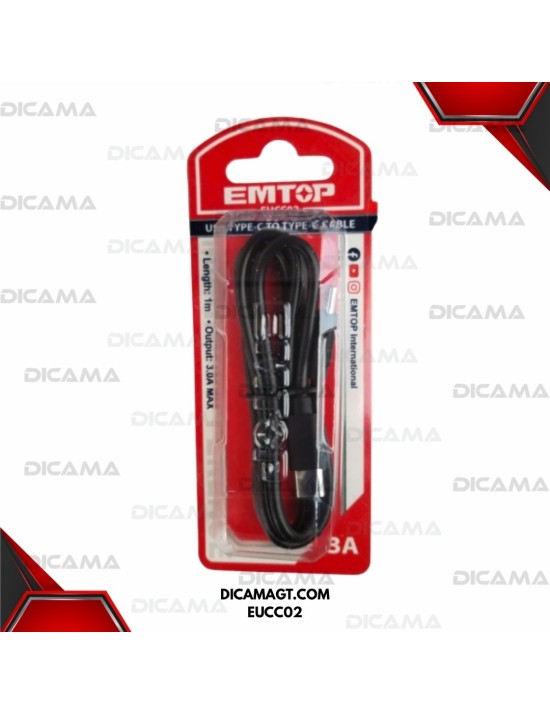 CABLE USB TIPO C TIPO C DE 1 METRO DE LARGO EMTOP EUCC02
