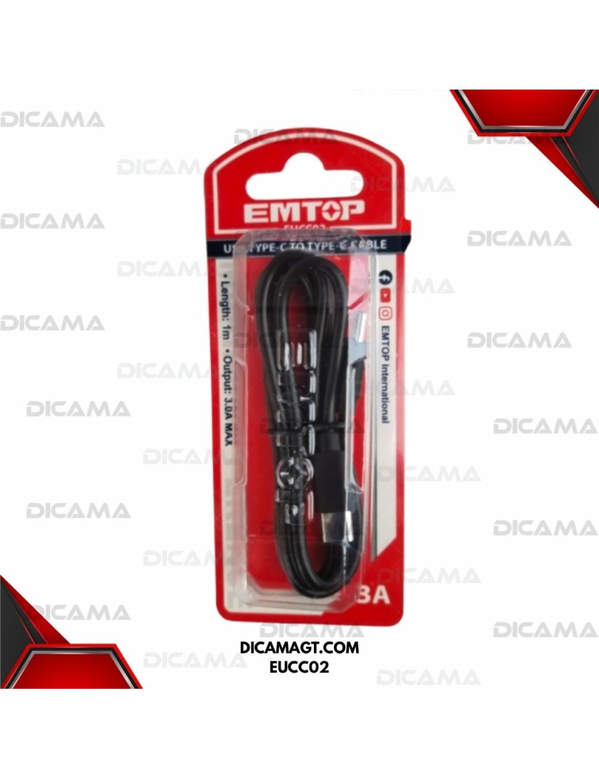 CABLE USB TIPO C TIPO C DE 1 METRO DE LARGO EMTOP EUCC02