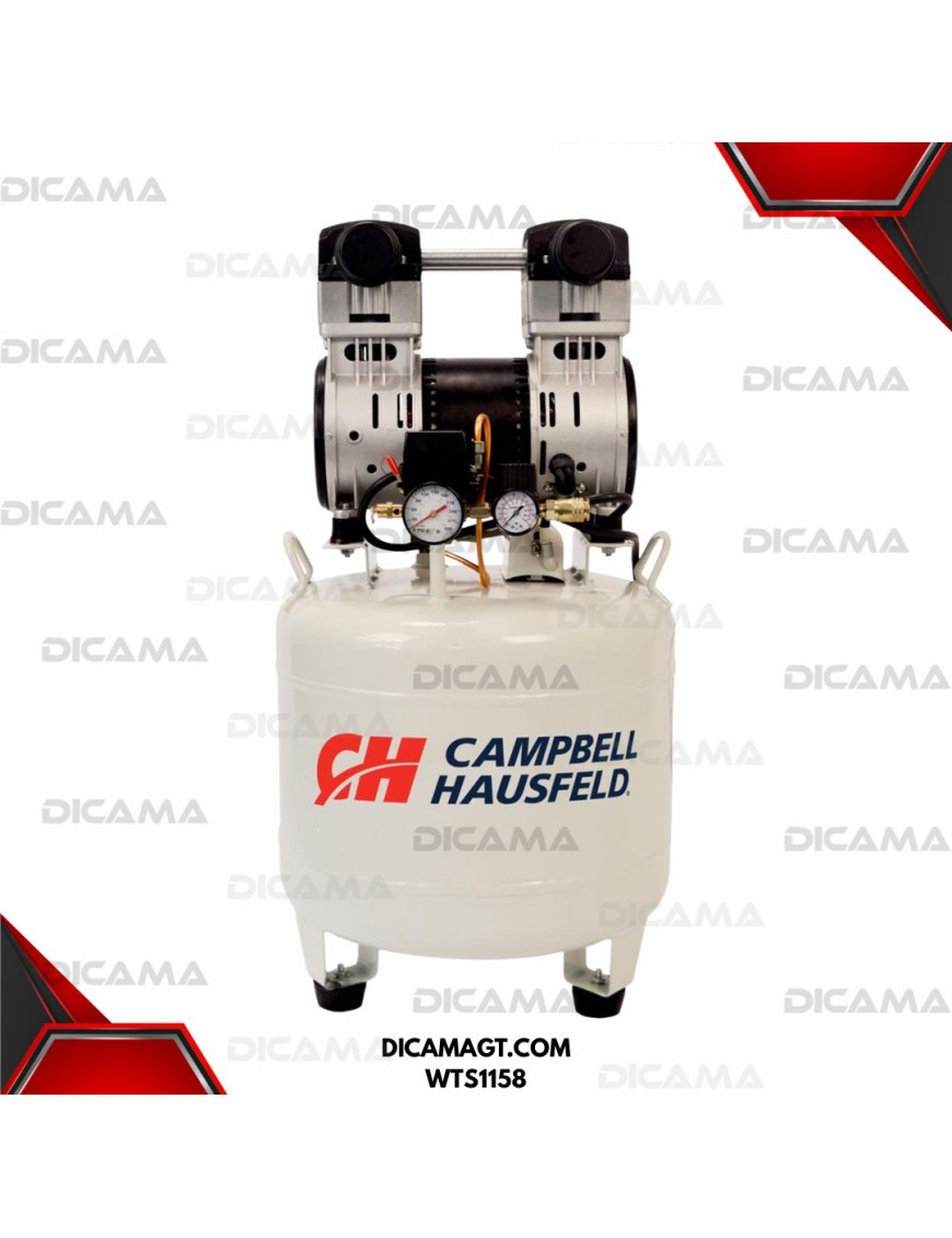 COMPRESOR AIRE 1.5 HP DENTAL DE 10 GALONES SILENCIOSO CAMPBELL HAUSFELD WTS1158