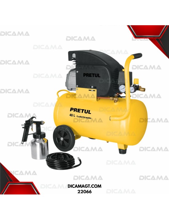 COMPRESOR AIRE 2 HP 40 LITROS MANGUERA Y PISTOLA PRETUL 22066/23066