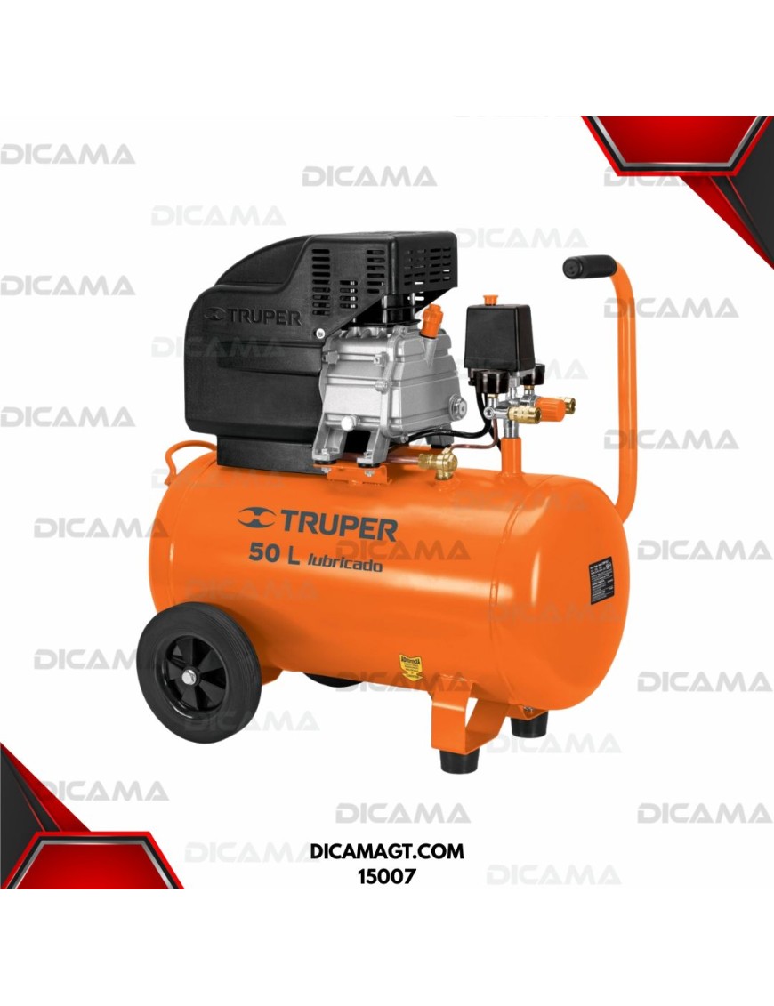 COMPRESOR AIRE 2.5 HP 50 LTS DE AIRE LUBRICADO TRUPER 15007