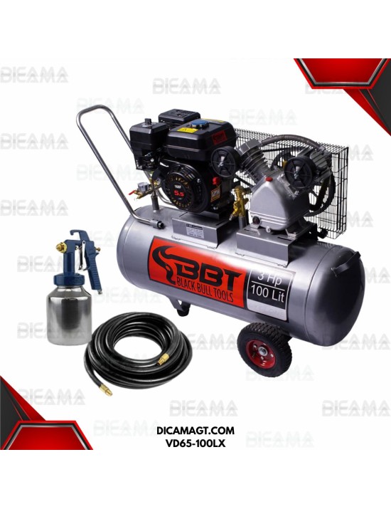 COMPRESOR AIRE 3 HP 100 LTS 10.2CFM+PISTOLA+MAGUERA BBT VD65-100LX