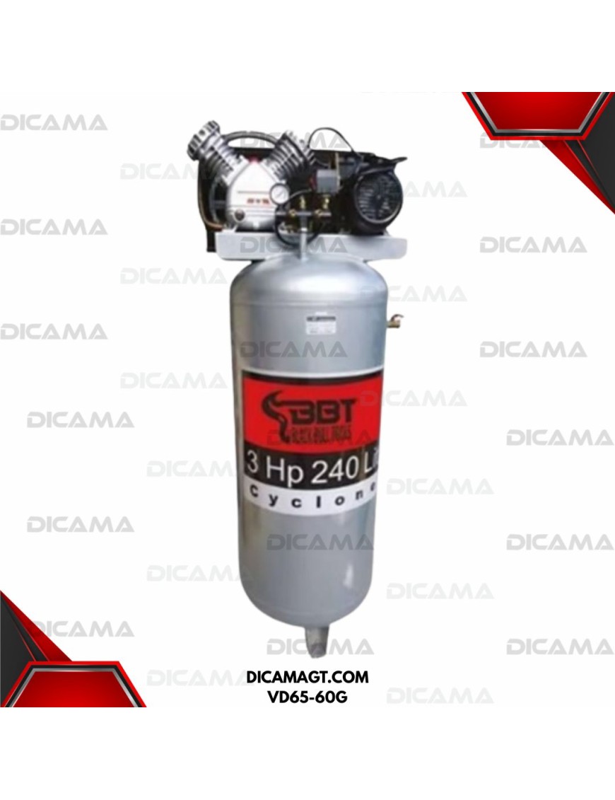 COMPRESOR AIRE 3 HP 240LTS VERTICAL 10.2CFM 220V BBT VD65-60G