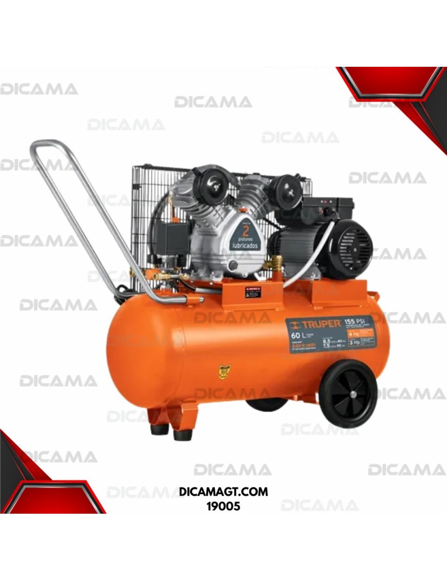COMPRESOR AIRE 4 HP 60 LTS DE FAJA  LUBRICADO TRUPER 19005