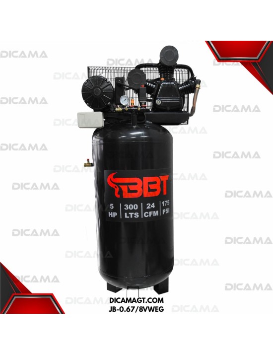 COMPRESOR AIRE 5 HP 300 LTOS VERTICAL 24CFM BBT JB-0.67/8VWEG