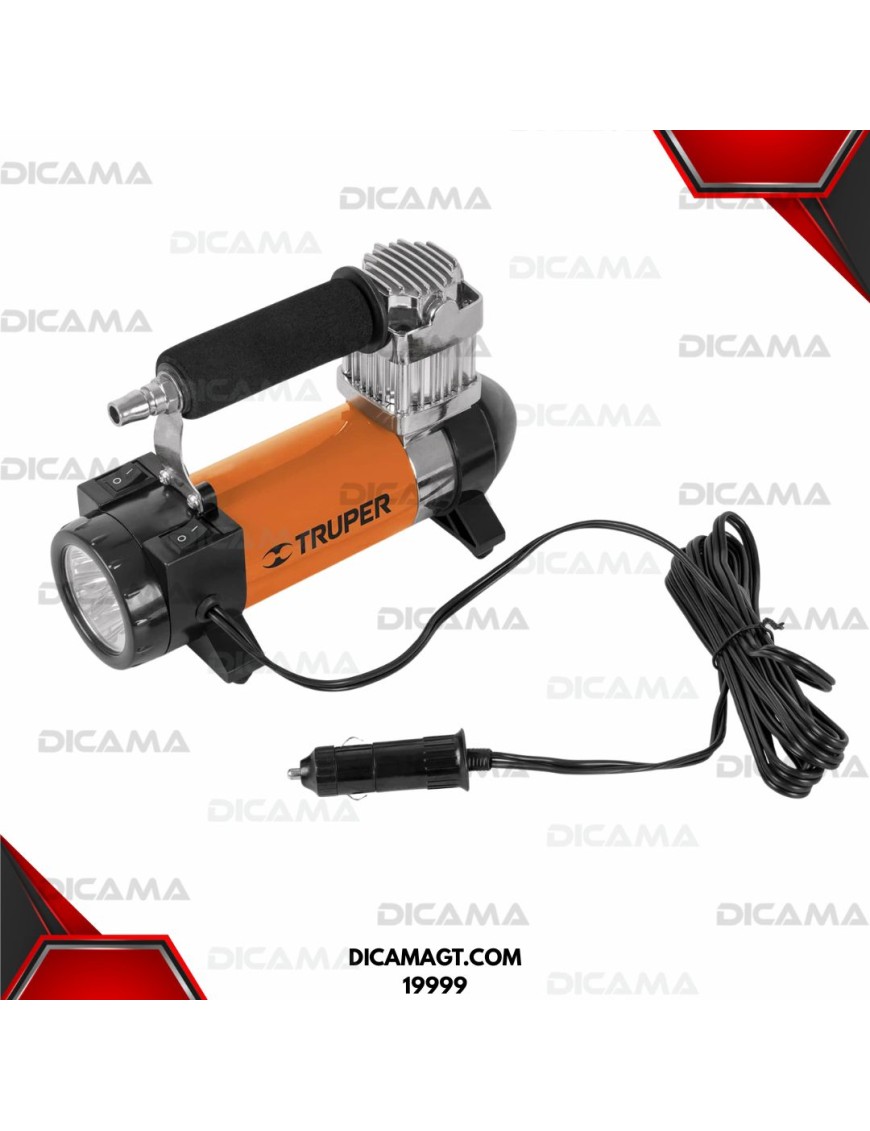 COMPRESOR AIRE 12 VOLTIOS PARA AUTO C/LAMPARA TRUPER 19999