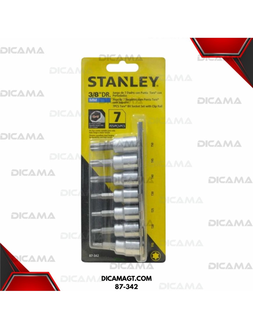COPAS JGO TORX 7 PZS. RAIZ 3/8 6 PTS T15 A T50 STANLEY 87-342