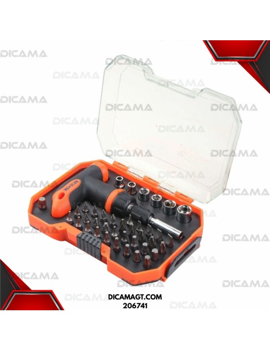 COPAS/PUNTAS JUEGO 33 PZS TORX CON SUJETADOR MAGNETICO WOKIN 206741