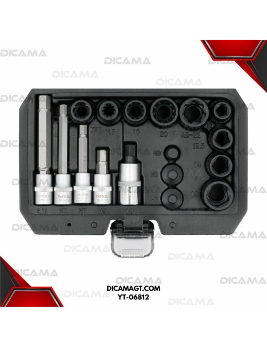 COPAS Y PUNTAS 17 PZAS PARA CALIBRE DE FRENOS YATO YT-06812