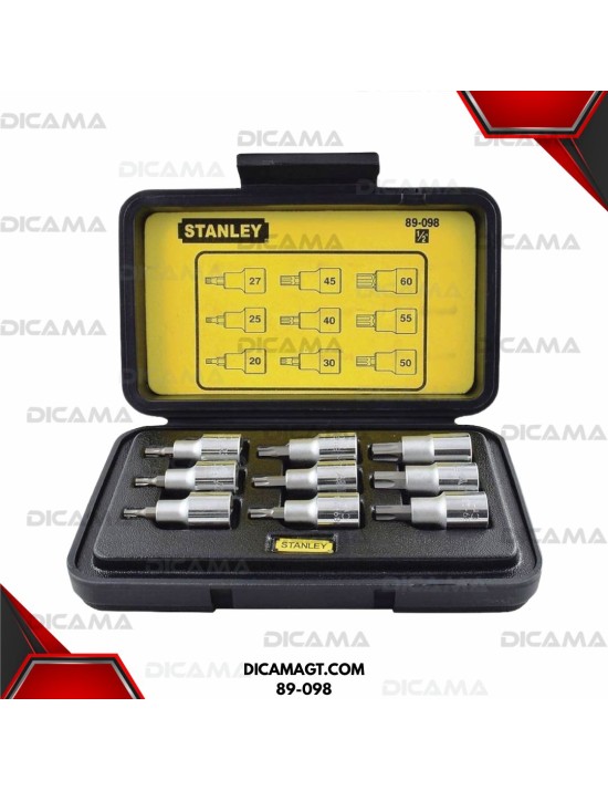 COPAS JGO TORX 9 PZS. RAIZ 1/2 6 PTS T20 A T60 STANLEY 89-098