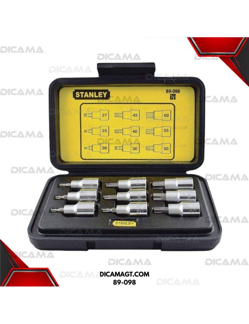 COPAS JGO TORX 9 PZS. RAIZ 1/2 6 PTS T20 A T60 STANLEY 89-098