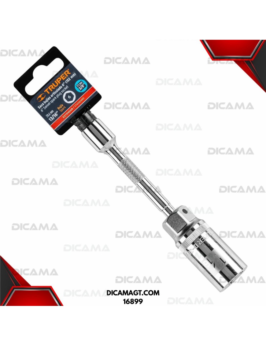 LLAVE CANDELA 3/8 ARTICULADO 13/16 EXTENSION 6 TRUPER 16899