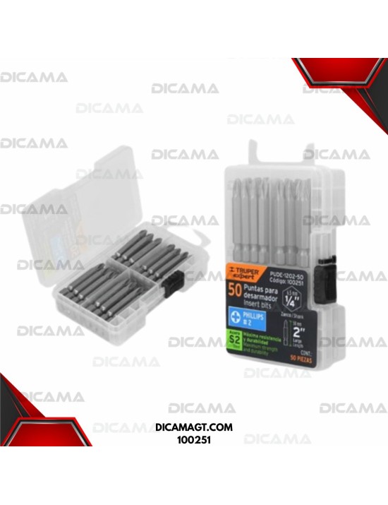 ESTUCHE CON 50 PUNTAS DE CRUZ PH2 LARGO 2 EXPERT TRUPER 100251