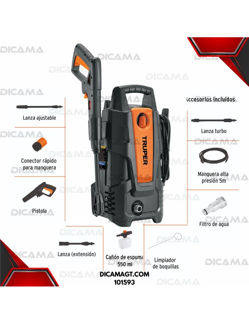 HIDROLAVADORA ELECTRICA 1500 PSI TRUPER 101593