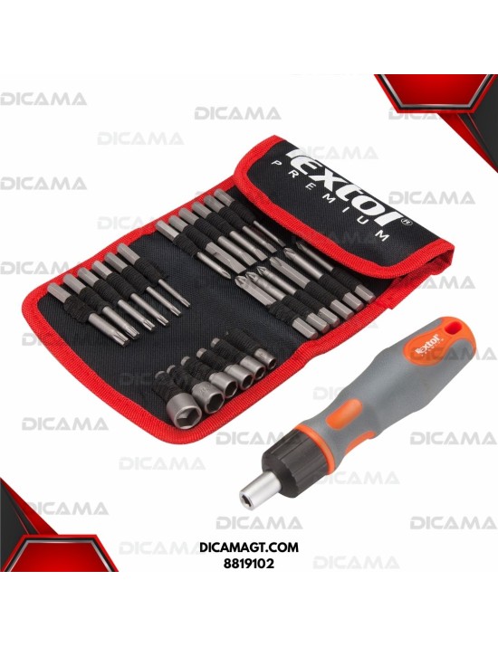 DESARMADOR JGO 25 PZS DE PUNTAS  TIPO RACHT EXTOL 8819102