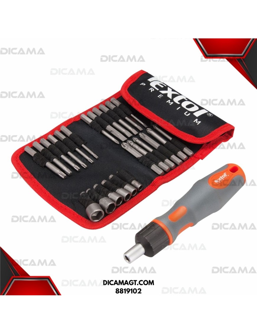 DESARMADOR JGO 25 PZS DE PUNTAS  TIPO RACHT EXTOL 8819102