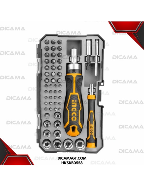 DESARMADOR JGO 55 PZS TIPO CON RACTH INGCO HKSDB0558
