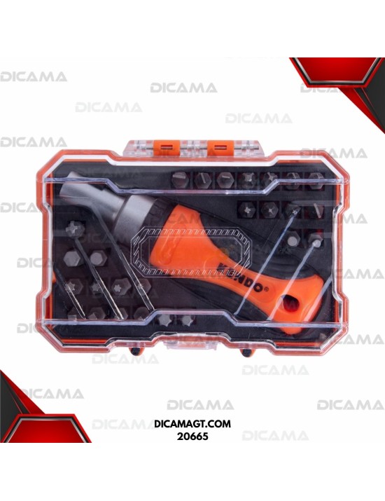 DESARMADOR JGO 27 PZS CON PUNTAS RACHT KENDO 20665