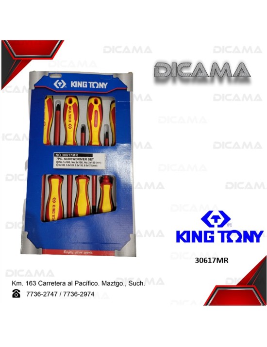 DESARMADOR JGO 7 PZS P/ELECTRICISTA KING TONY 30617MR
