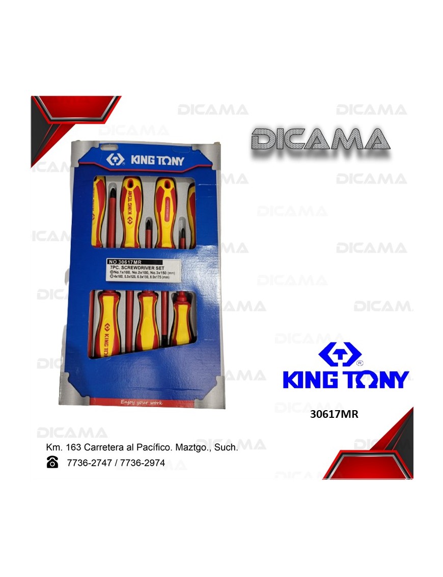 DESARMADOR JGO 7 PZS P/ELECTRICISTA KING TONY 30617MR