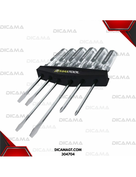 DESARMADOR JGO 6 PZS MANGO TRANSPARANTE MAXTOOL 304704