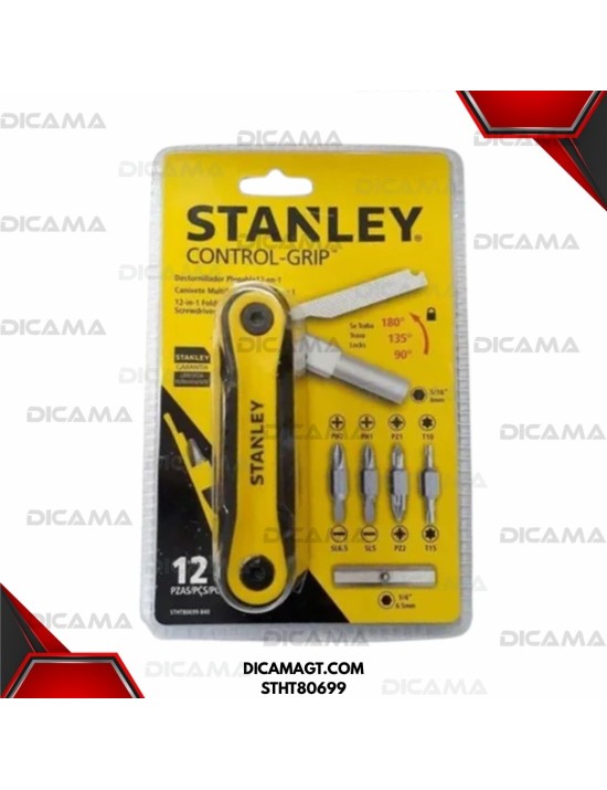 DESARMADOR JGO 12 EN 1 PLEGABLE CON COTROL GRIP STANLEY STHT80699