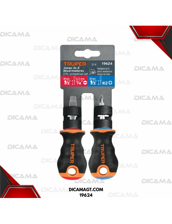 DESARMADOR JGO 2 PZAS 1/4 X 1-1/2 MANGO COMFORT GRIP TRUPER 19624