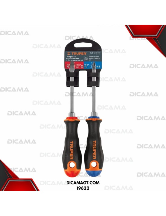 DESARMADOR JGO 2 PZAS 1/4 X 4 MANGO COMFORT GRIP TRUPER 19622