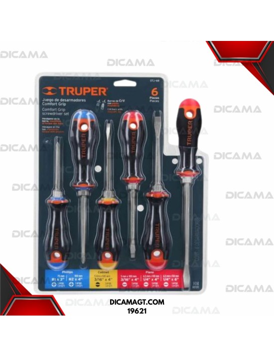 DESARMADOR JGO 6 PZAS MANGO COMFORT GRIP TRUPER 19621