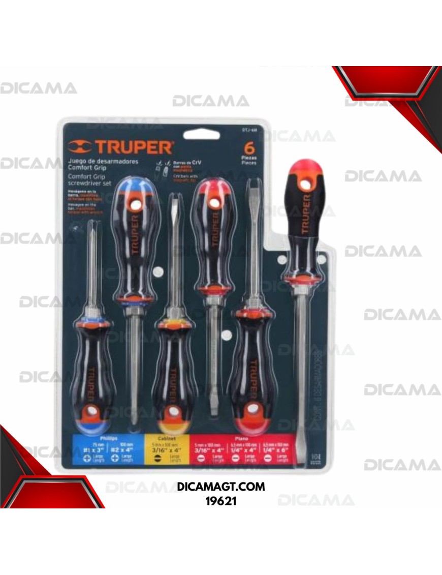 DESARMADOR JGO 6 PZAS MANGO COMFORT GRIP TRUPER 19621