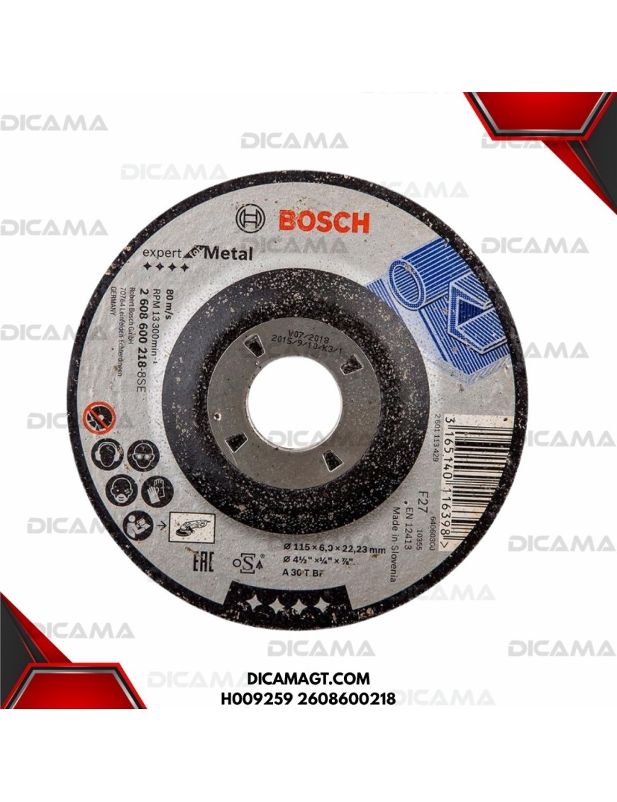DISCO 4 1/2 PULIR METAL X 1/4 X 7/8 (115 X 6 X 22.23 BOSCH H009259 2608600218