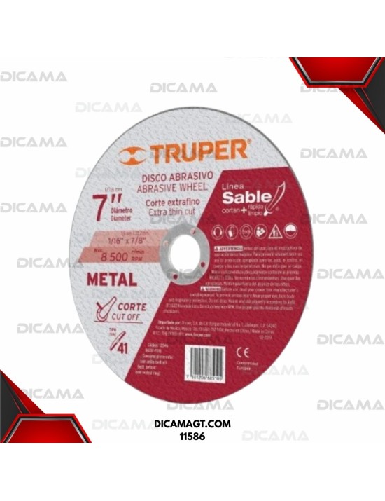 DISCO 7 CORTE METAL EXTRA FINO DE T 2M TRUPER 11586