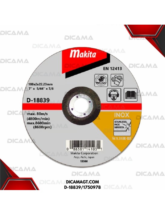 DISCO 7 CORTAR METAL 5/64X7/8 INOXIDABLE 12 MAKITA D-18839/1750978