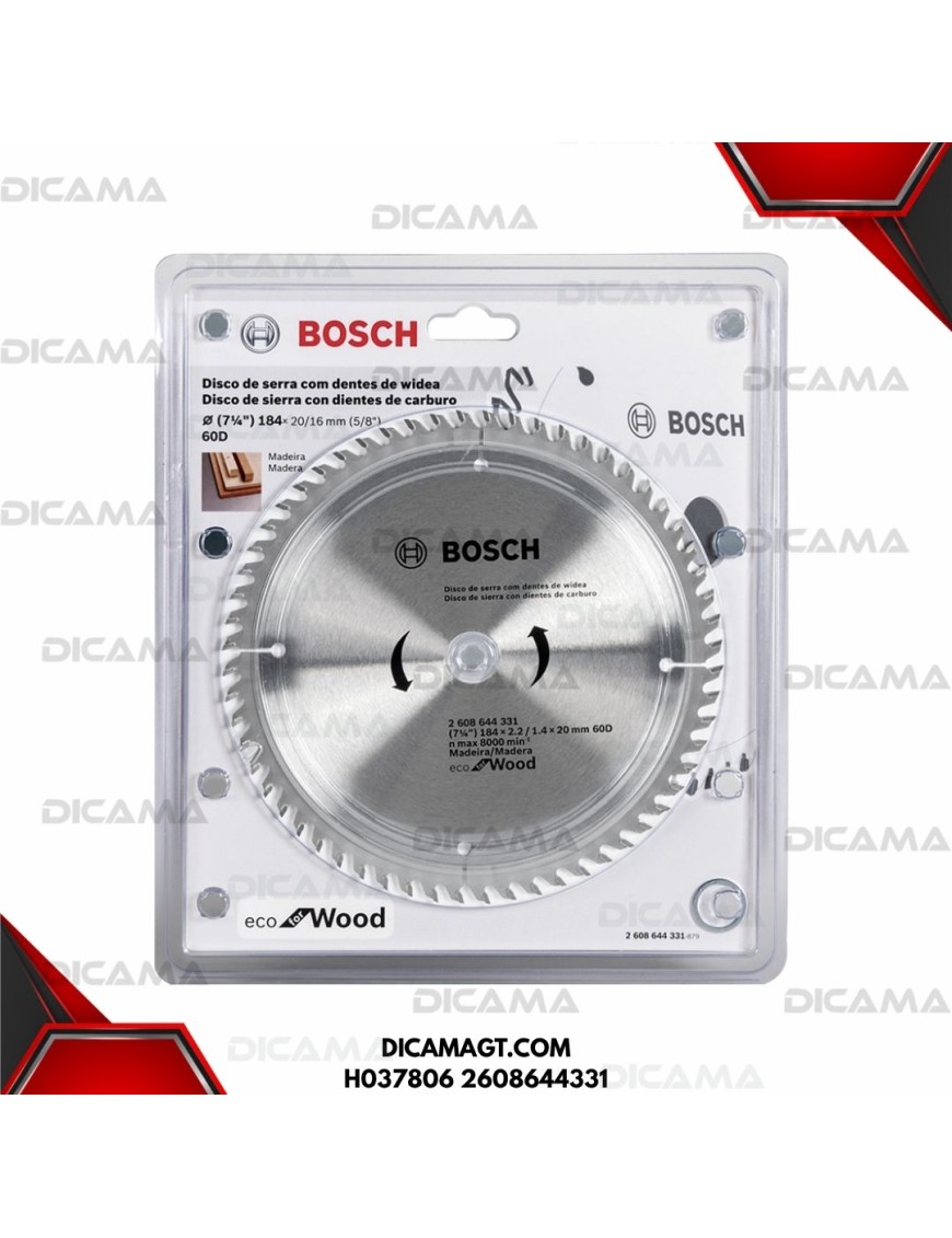 DISCO 7-1/4 MADERA 60D ECO WOOD BOSCH H037806 2608644331