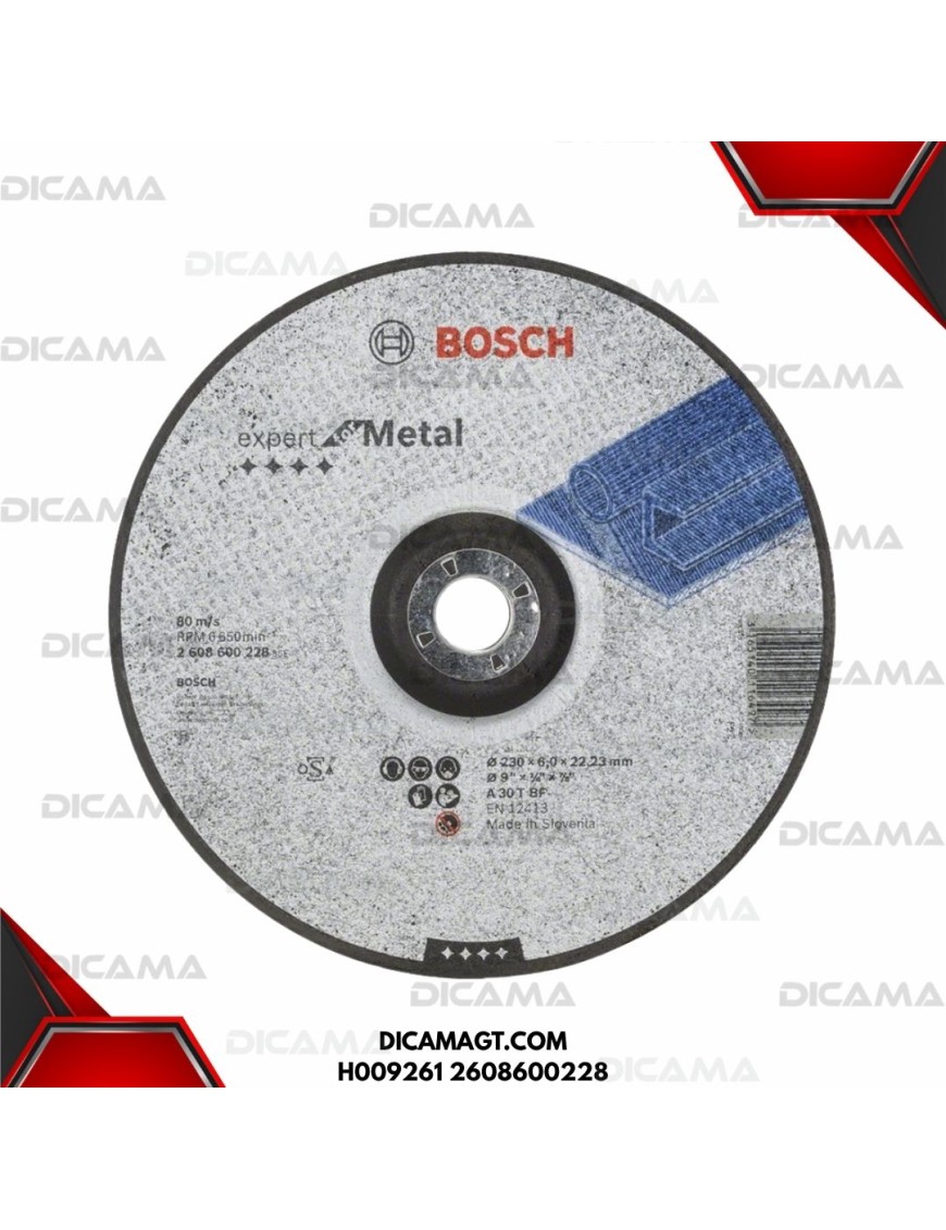 DISCO 9 PULIR METAL 1/4 X 7/8 (230 X 6 X 22.23MM) BOSCH H009261 2608600228