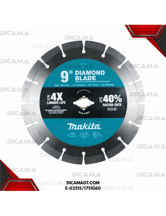 DISCO 9 CORTE DE CONCRETO DIAMANTE SEGMENTA A-95831 MAKITA E-02515/1751060