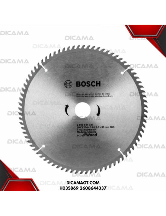 DISCO 10 CORTE MADERA DE SIERRA DE 80D  ECO WOOD BOSCH H035869 2608644337
